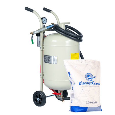 PACK PROMO Sableuse Mobile 40L + Granulat de verre 20 KG , 100-300 microns