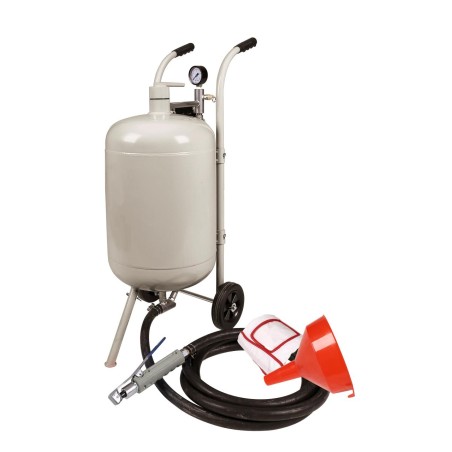 Photographie d'un PACK PROMO Sableuse Mobile 75L + Granulat de verre 20 KG , 100-300 microns